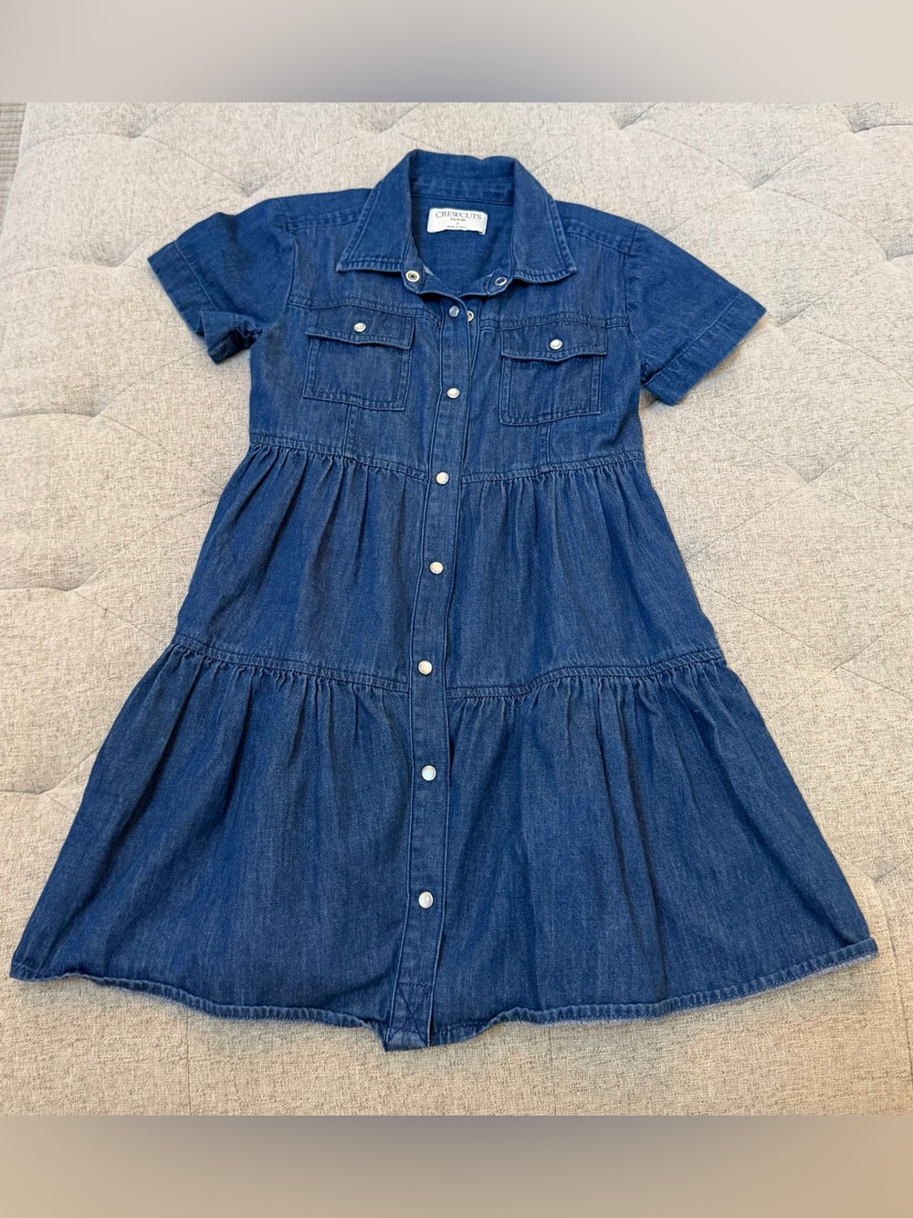EUC CREWCUTS GIRLS DENIM DRESS TIERED SHIRT DRESS SIZE 7